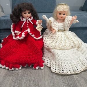Red and White Crochet Dress Dolls